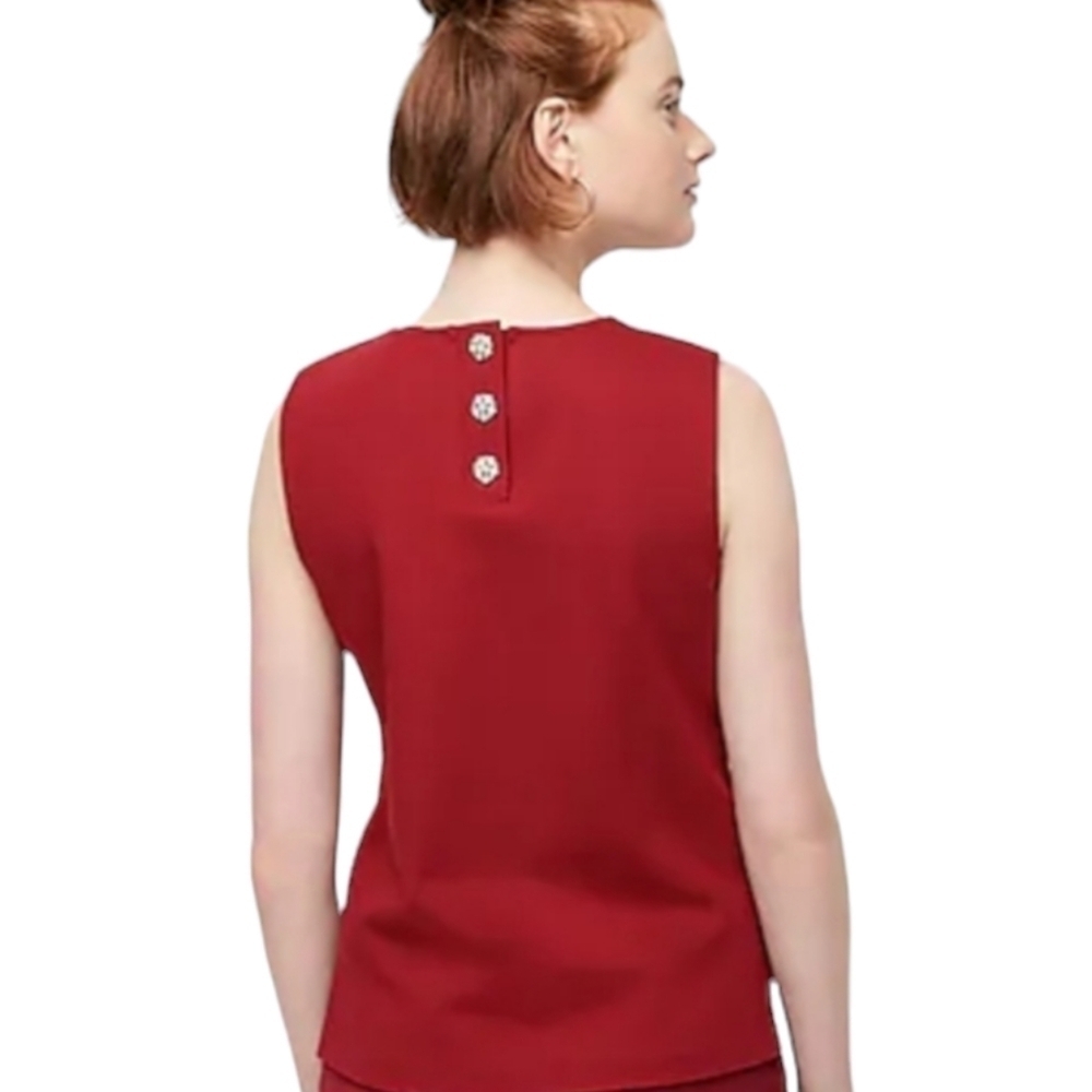 J.Crew Maroon Jeweled button-back ponte top Size S